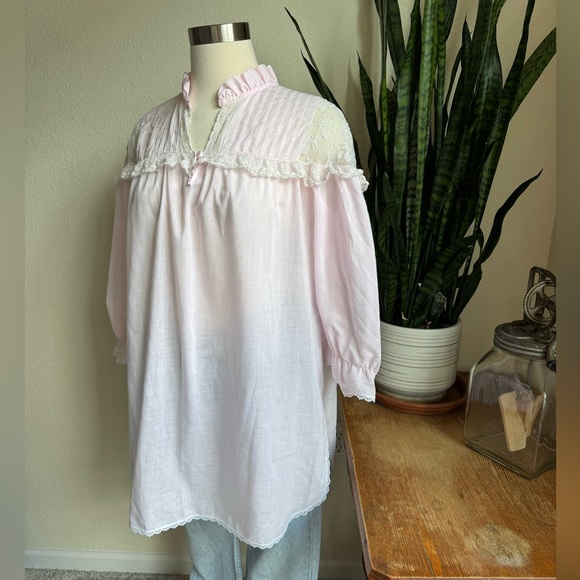 Vintage Floral Ruffle Blouse Romantic Cottagecore Statement Top Praire Medium - Picture 8 of 11